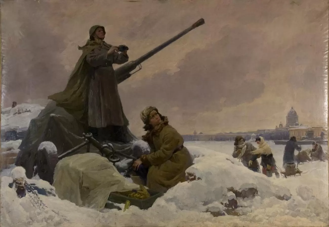 <strong>Титов Константин Александрович (1913-1997)</strong><br /><p>Ленинград в дни блокады<br />
1946<br />
Холст, масло</p>
