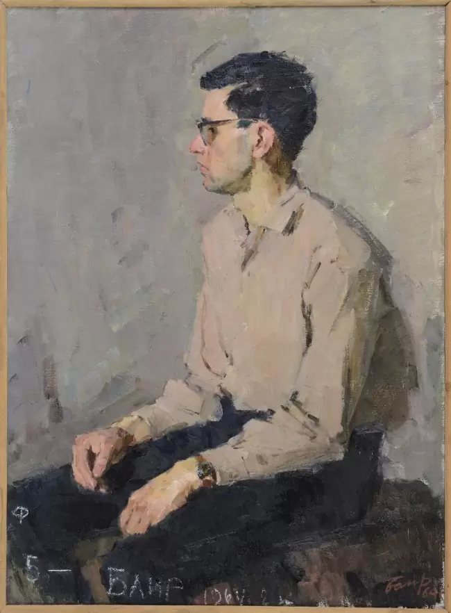 <strong>Гамбажев Баир (р. 1943)</strong><br /><p>Мужской портрет<br />
Учебная работа II курса<br />
1964<br />
Холст, масло</p>
