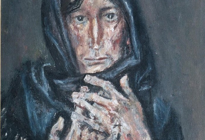 Женщина в чёрном. этюд к картине в войну моисеенко