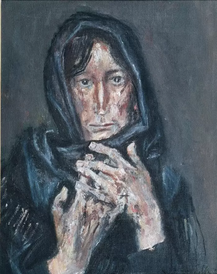 <strong>Моисеенко Евсей Евсеевич (1916-1988)</strong><br /><p>Женщина в чёрном. Этюд к картине «В войну»<br />
1978<br />
Холст, масло</p>

